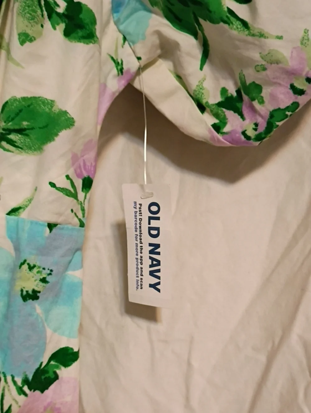 Old Navy White Floral Puff-Sleeve Square Neck Blouse
